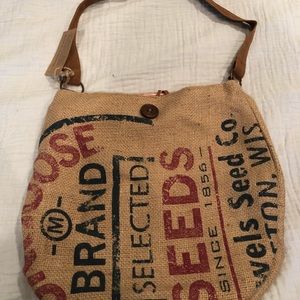 Burlap shoulder bag